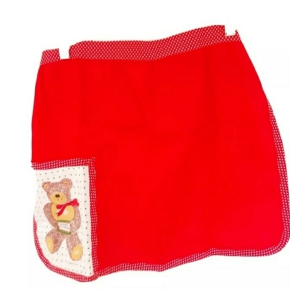 Vintage 80's Stella Olsen Red Christmas Holiday Kitchen 1/2 Apron - Picture 1 of 4